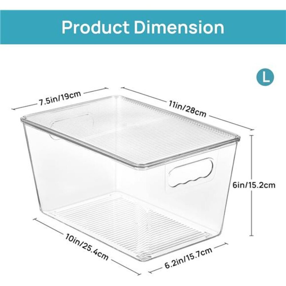 4Pack Clear Stackable StorageBins with Lids,Large Plastic Containers with Handle - Picture 2 of 7
